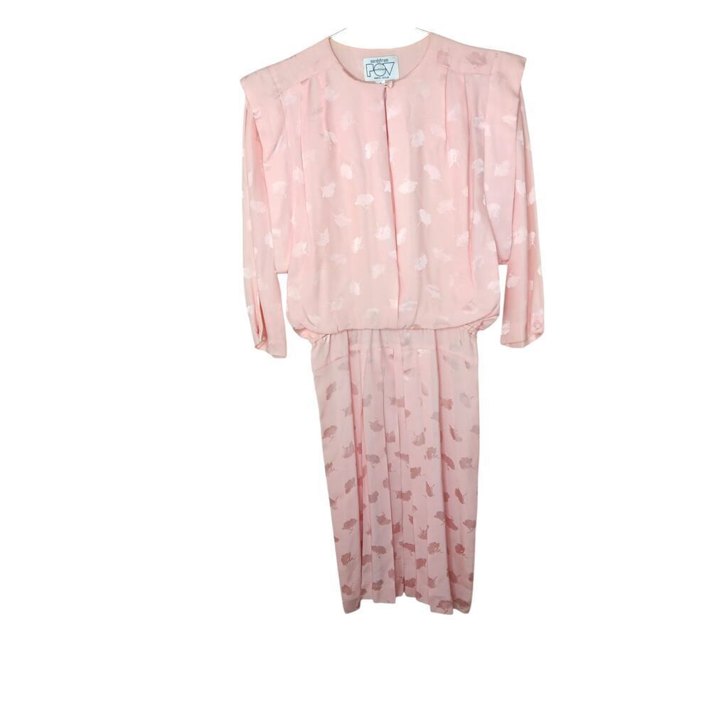 Vintage Nordstrom POV 100% Silk Pink Floral Midi Dress Sz 4 Romantic Cottagecore - Picture 2 of 16